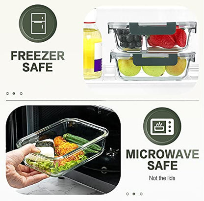 KOMUEE 10 Packs 30 oz Glass Meal Prep Containers,Glass Food Storage Containers with Lids,Airtight Lunch Bento Boxes,Microwave,Freezer and Dishwasher,Gray - color: Gray