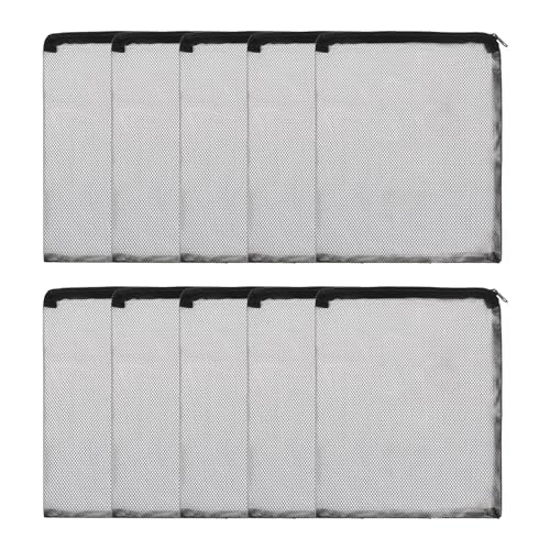 Aquarium Filter Media Bags, Fish Tank Fine Mesh Bag with Zipper Reusable Versatile 10 x 8 Inch, (Black, 10Pcs), Intended for Fish Tank/Aquarium/Pond/Activated Carbon/Ceramic Rings