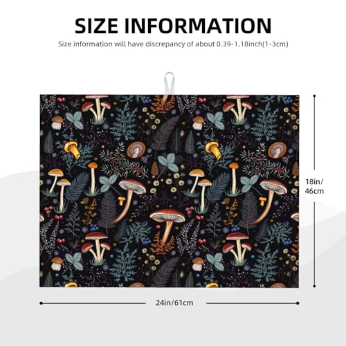 Mushroom Dish Drying Mat For Kitchen Microfiber Drying Mats Absorbent Reversible Dish Pad Draining Mats For Countertop Coffee Mats 18x24 Inch - color: Mushroom2
