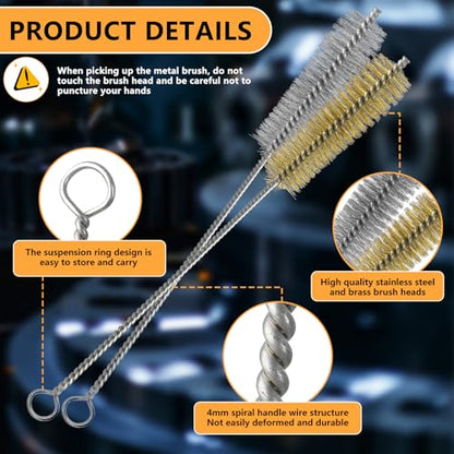 14pcs Brass Wire Brush Stainless Steel Wire Brushes Bottle Brush Set, 12" Round Wire Brushes, Tube Cleaning Brush for Pipe, Tube, Auto Parts, Bottles (6mm/8mm/10mm/12mm/15mm/20mm/22mm)