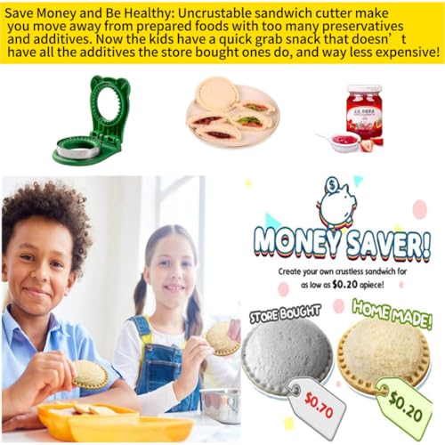 CHICHAUS Uncrustable Sandwich Maker,Sandwiches Pocket Circle Shape 3.7Inch Sandwich Cutter and Sealer,Sandwich Cutter for Kids Breakfast and lunchboxes (Green) - color: Green