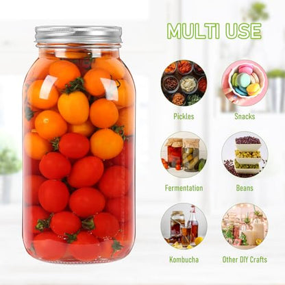 64 oz Wide Mouth Mason Jars 3 Pack, Glass Canning Jars with Airtight Lids | Durable & Leakproof Jars for Pickling,Fermenting,Meal Prep,Reusable Storage Containers, Great Value Set with Secure Packaging