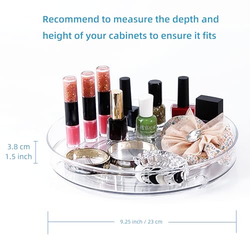 2 Pack Lazy Susan 9.25" Inch Turntable Organizer Pantry Organization and Storage Container Bins Spice Rack Cabinet Rotating Condiment for Pantry Kitchen Vanity Bathroom Jewelry Holder Clear - size: 9.25 inch 2Pack