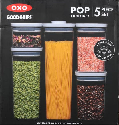 OXO Good Grips Storage Container Airtight | Stackable | For Pantry Organization | Dishwasher Safe | 5 Piece Set, Pack of 2 - color: White (Pack of 2)