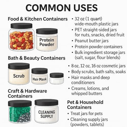 89mm (3.50") Fit -3 Pack Black Plastic Lids – PE Foam Liner, Food-Grade, Leak-Resistant Caps (Jars Not Included) By The Kombucha Company - color: Black, size: Plastic