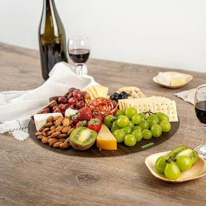 Restaurantware Cater Tek 13.8 Inch Charcuterie Boards 10 Faux Wood Cheese Boards - Round Stackable Dark Paper Cardboard Charcuterie Boards Disposable For Serving At Catered Events - color: Dark, size: 13 3/4"