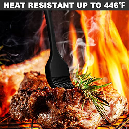 Anaeat 2 Pack Silicone Basting Pastry Brushes - Heat Resistant Brush with Soft Bristles, Hygienic One-Pieces Design, Marinade Brush Great in Baking for Spreading Oil Butter Sauce BBQ Grill (Black) - color: Black 2 Pcs (10"+8.2")