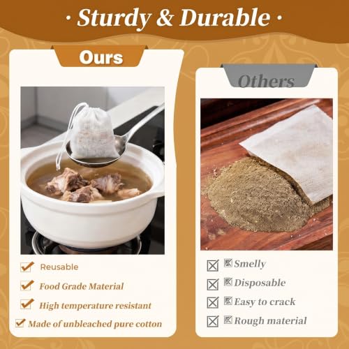 20 Pcs Spice Bags, Reusable Empty Tea Bags, Muslin Strainer Bags, Soup Bags for Cooking Natural Cotton Fine Mesh Cheesecloth Bags for Cold Brew Coffee(4 x3.2Inch) - size: 20PCS