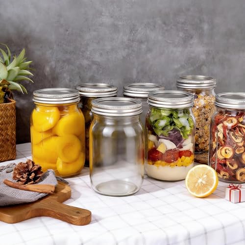 WELLIFE Wide Mouth Mason Jars, 6 Pack Mason Jars 32 oz for Pickling, Canning, Fermenting and Food Storage, Microwave & Dishwasher Safe - color: Clear Mason Jars 32oz-6Pcs