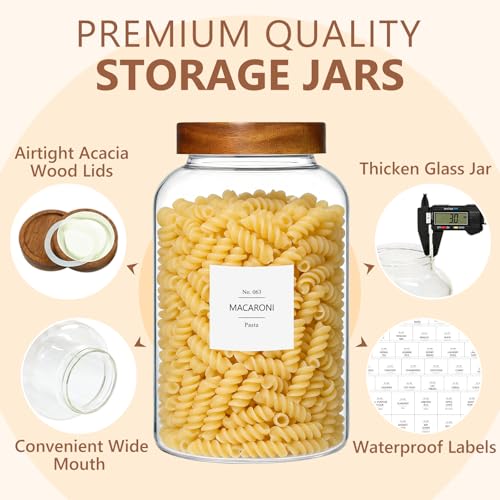 KEYWING 1 Gallon Large Glass Jars With Airtight Lid, 2Pcs Glass Food Storage Containers With Lids, Flour Rice Contianers for Pantry Kitchen Organization Egg Cookie Sugar Cereal (128 oz /3800ml) - size: 1 Gallon