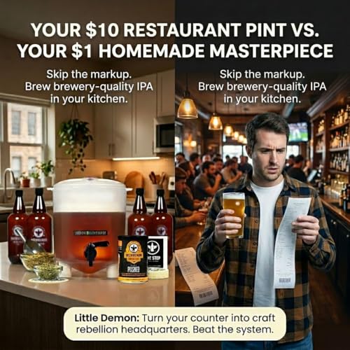 Craft Beer Making Kit Plus Bottles - Our Conical Fermenter Eliminates Sediment and Makes Bottling a Snap - 1 Gal. Recipe Included