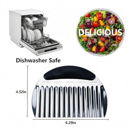 2 Pcs Stainless Steel Crinkle Chopper & French Fry Cutter Heavy Duty Wavy Potato Slicer for Vegetables Fruits Cheese Kitchen Gadget Vegetable Chopping Tool (Black & Yellow) - color: Black & Yellow