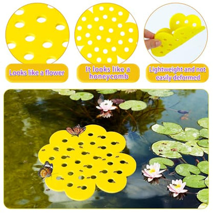 4 Pack Floating Bee Island 6.3 Inch Floating Bee Watering Station Use for Bee Cups for Garden Bee Insect Waterer and Butterfly Water Stations for Outdoor Garden Décor Thirsty Pollinators