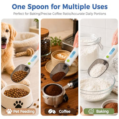 Digital Measuring Spoon Scale Rechargeable - 0.1g High Precision Gram Measuring Spoon with Level Bubble, g/oz/ml Multi-Unit Digital Spoon Scale for Baking Coffee Cooking Pet Food & Weight Control