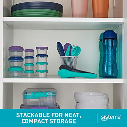 Sistema To Go Collection Mini Bites Small Food Storage Containers, 4.3 oz./127 mL, Pink/Green/Blue, 3 Count - size: 4.39oz