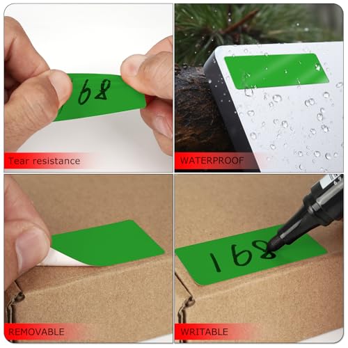 Green Rectangle Stickers 2 x 1 Inch Color Coding Labels Vinyl Roll Self-Adhesive Waterproof Removable 500 PCS - color: Green