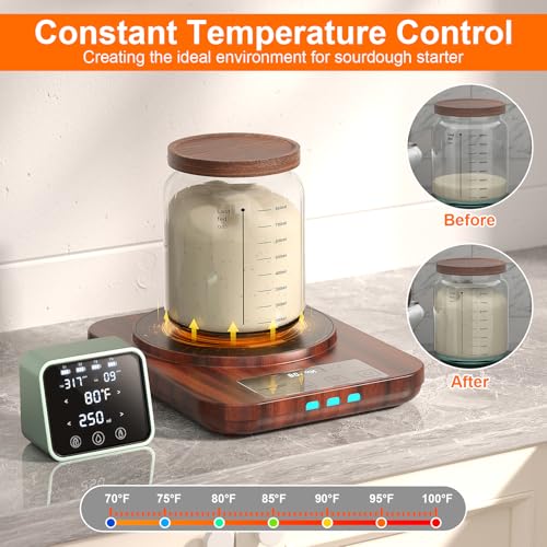 Sourdough Starter Warmer Mat - 24H Timer - Precise 1°F Thermostat Control (70-110°F) - Smart Memory Warming On/Off - Warming Heating Pad for Sour Dough Starter (Wood Grain) - color: Wood Grain