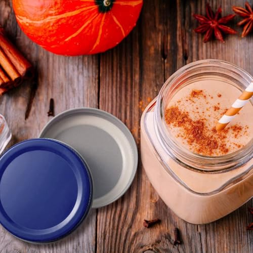 Chuangdi 30 Packs Mason Jar Lids Bulk Regular Mouth Canning Lids Leak Proof Secure Mason Storage Solid Caps(Blue,Steel) - color: Blue