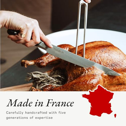 Made In Cookware - Carving Set (Includes Carving Knife and Fork) - Crafted in France - Full Tang with Black POM Handle