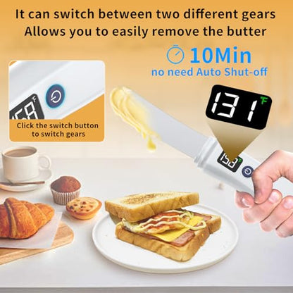 Stainless Steel Heated Butter Knife Spreader for Cold Butter, Cream Cheese, Jam, Pastry, Charcuterie, Multipurpose Kitchen Gadgets Butter Knives IP68 Waterproof, White