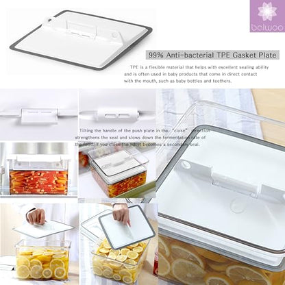 Pickle keeper Press Plate Food Storage Container Organizer for Kimchi Sauerkraut Fermentaion Airtight Lid Locking for Preserved Food (5900ml / 1.6 gal) - size: 5900ml / 1.6 gal