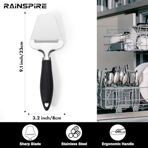 Rainspire Upgraded Non-Stick Cheese Slicers for Block Cheese Multi-Functional Cheese Cutter for Mozzarella, Cheddar, Gruyere Charcuterie Accessories Dishwasher Safe Kitchen Tools, Black - color: Black