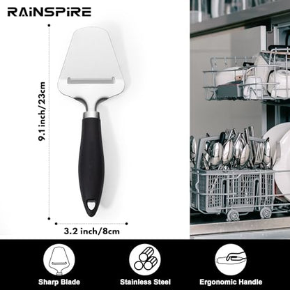 Rainspire Upgraded Non-Stick Cheese Slicers for Block Cheese Multi-Functional Cheese Cutter for Mozzarella, Cheddar, Gruyere Charcuterie Accessories Dishwasher Safe Kitchen Tools, Black - color: Black