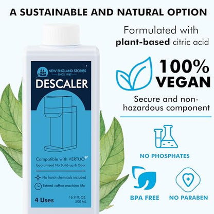 (12 Months Supply) Descaling Kit Compatible with Nespresso Vertuo, Odorless Coffee Brewer Machine Descaler Set, Liquid Descaling Solution for Nespresso, Includes Reusable Pod and 12 Cleaning Tablets - style: Descaling Kit for Nespresso Vertuo