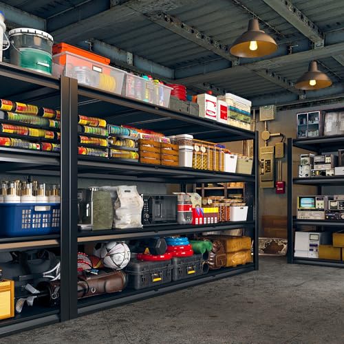 REIBII 60" W Garage Shelving, 2650LBS Heavy Duty Storage Shelves, 4 Tier Adjustable Industrial Shelving for Home, Kitchen, Garage, Basement, Commercial, Warehouse, Office, Store, 60" W x 24" D x 60" H - size: 60" W x 24" D x 60" H