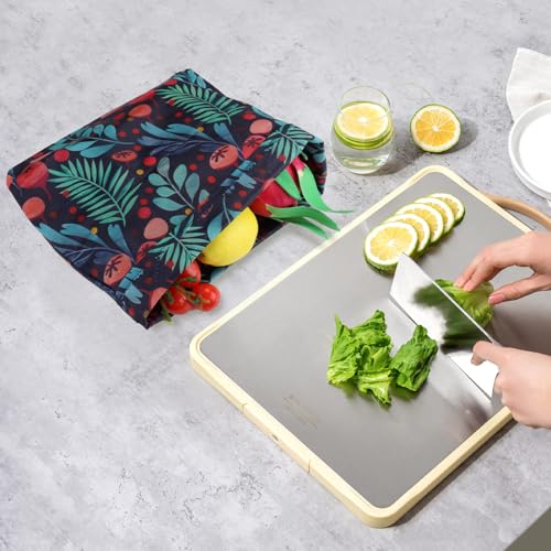 2 Pack Beeswax Wraps Bag for Food, 14x10in, Reusable Bread Bags for Homemade Bread, Beeswax Paper Food Storage Wrap for Sourdough, Sandwich, Cheese, Fruit, Snack, Leaf - style: Leaf