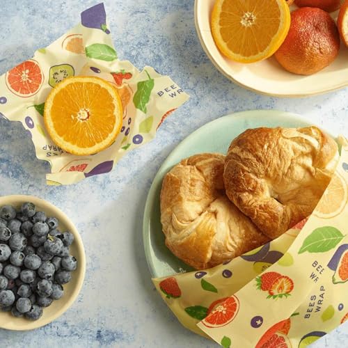 Bee's Wrap Beeswax Wraps for Food - Cut to Size 14x52" Beeswax Wrap Roll - Plastic Free Made in USA Reusable Natural Food Wrap - Fresh Fruit - style: Fresh Fruit