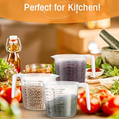 Fabbay 24 Pcs 4 Cup Capacity Plastic Measuring Cup 32 oz Clear Graduated Measurement Cups with Spout and Handles Ounce and ml Marking for Recipe Ingredient Flour Liquid Baking Cooking Mixing(Black) - color: Black, size: 32 oz