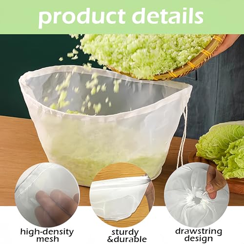 Cheese Cloth Bag for Straining, Bowl Shape Nut Milk Bag Reusable Strainer Bag, Nut Bag Strainer with Drawstring for Tea Juice Yogurt Almond Milk Coffee Soy Milk Dumpling Fillings and More (3Pcs S+M+L) - color: 3Pcs S+M+L