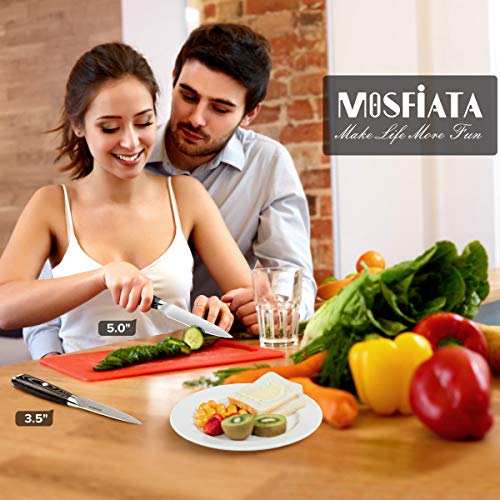 MOSFiATA 5” Chef Knife and 3.5" Fruit Knife Set with Knife Sheath, German High Carbon Stainless Steel EN.4116 with Micarta Handle and Gift Box for Vegetable and Fruit Cutting - style: 2pcs knife