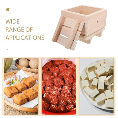 GANAZONO Wooden Homemade Tofu Press Mold Box for 2-3 Lbs Bean Curd Making, Kitchen Soybean Curd Presser Tool without Press Rod, DIY Tofu Maker for Home Cooking
