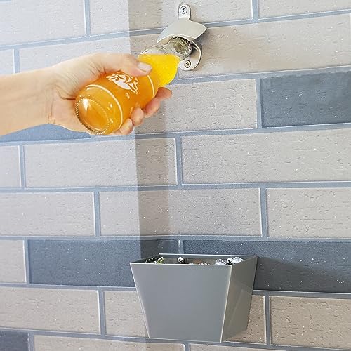 Stainless Steel Bottle Cap Catcher Wall Mounted Beer Bottle Top Bucket Silver | Rustproof, Beer Bottle Top Remover Bucket, Screw in Wall for Wooden Shelf Fence Post Table - color: Silver
