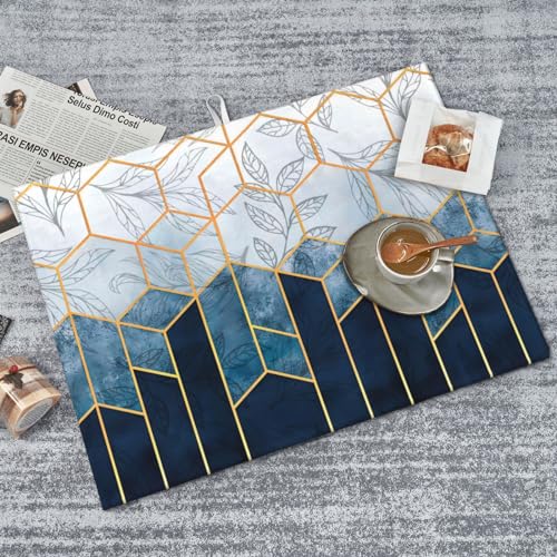 Blue Marble Texture Leaves Dish Drying Mat 18x24 For Kitchen Counter Absorbent Microfiber Dishes Pad Dish Drainer Rack Mats Fast Dry Kitchen Accessories - color: Blue Marble Texture Leaves