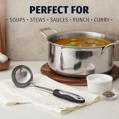 Zulay Kitchen Premium Soup Ladle - 12" Stainless Steel with Non-Slip Silicone Handle - size: Stainless Steel