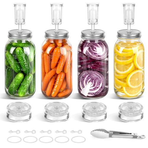 Fermentation Kit for Wide Mouth Mason Jars (86mm), 316 Stainless Steel Fermentation Lids, Glass Weights, Airlock System, Complete Home Fermenting Set (Jars Not Included)