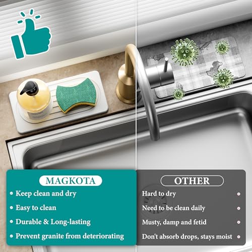 Water Absorbing Stone Tray, Quick Drying Diatomite Bathroom Tray Countertop, Stone Drying Mat for Kitchen Counter, Soap Dish Dispenser Vanity Organizer, White-B-8.3" x 4" - color: 8.3" X 4"-white-b