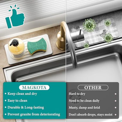 Water Absorbing Stone Tray, Quick Drying Diatomite Bathroom Tray Countertop, Stone Drying Mat for Kitchen Counter, Soap Dish Dispenser Vanity Organizer, White-A-9.8" x 4" - color: 9.8" X 4"-White-A