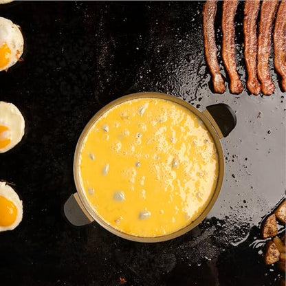 Plastic Batter Dispenser, Cast Iron Bacon Griddle Weight Press, 10 Inches Stainless Steel Omelet Egg Ring, Wood Wooden Crepe Spreader Spatula - size: One Size, style: 8 Piece Kit