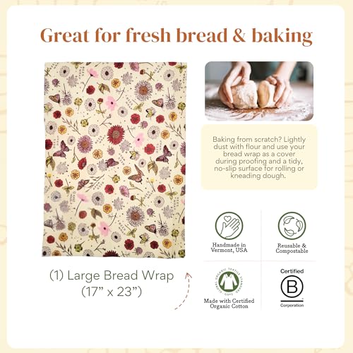 Bee's Wrap Beeswax Wraps for Bread - Beeswax Bread Wrap for Sourdough & Bread Storage - Plastic Free Made in USA Reusable Natural Food Wrap - Meadow Magic - color: Meadow Magic (Beeswax)