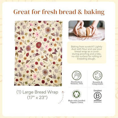 Bee's Wrap Beeswax Wraps for Bread - Beeswax Bread Wrap for Sourdough & Bread Storage - Plastic Free Made in USA Reusable Natural Food Wrap - Meadow Magic - color: Meadow Magic (Beeswax)