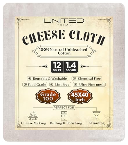Cheese Cloths 100 Grade, 45X40 Inches-12 Sq Feet Unbleached 100% Organic Cotton Fabric - 1.4 Sq Yards - Reusable Ultra Fine Mesh Muslin Cloth - Cheesecloth For Straining Cooking Baking, Cheese Making - size: 1.4 Sq Yards
