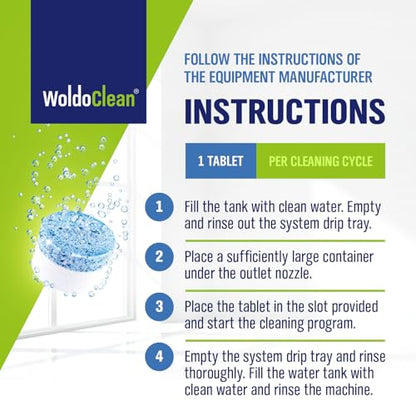 WoldoClean 2-Phase Cleaning Tablets (25 Count, 3.5g) - Compatible with Jura Automatic Coffee Machines E8, S8, Z10, J8, ENA & GIGA, Blue & White Formula, Cleans & Seals, Individually Sealed - size: 25 Count (Pack of 1)