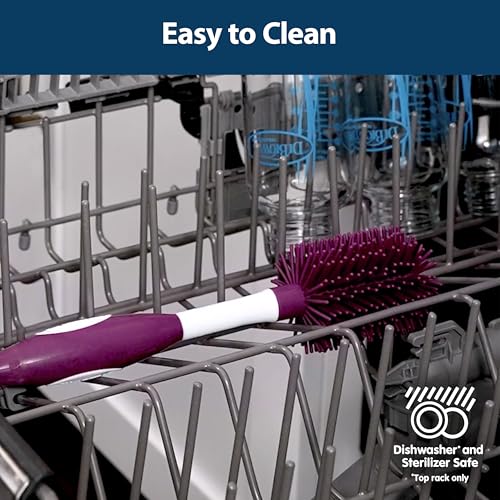 Dr. Brown's Soft Touch No Scratch Baby Bottle Cleaning Brush, Nipple Cleaner & Suction Cup Base for Easy Storage, BPA-Free, Green (Pack of 1) - style: Green