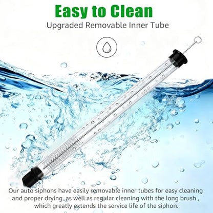 2Pcs 14” Auto Siphon with 5.5FT Food-Grade Silicone, Beer Wine Siphon Racking Cane fit Liquid Transfer, Effortless Bottling Fermentation Mead Homebrew Making Small Batches (Blue Tubing Clamp)