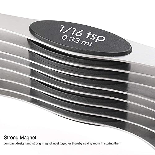Magnetic Measuring Spoons Sets of 9 Stainless Steel Dual Sided Stackable Teaspoon Tablespoon Spoon for Measuring Dry and Liquid Ingredients - color: Measuring Spoons Set