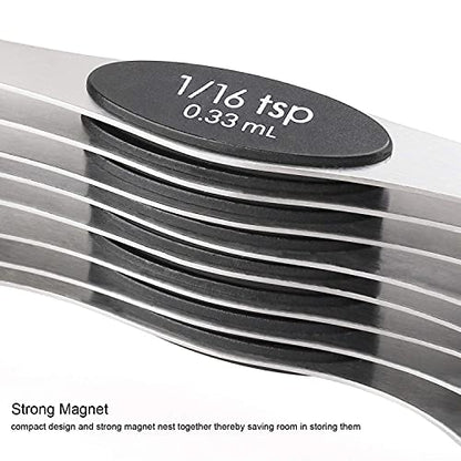 Magnetic Measuring Spoons Sets of 9 Stainless Steel Dual Sided Stackable Teaspoon Tablespoon Spoon for Measuring Dry and Liquid Ingredients - color: Measuring Spoons Set
